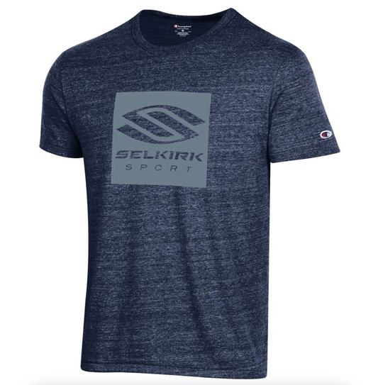 Selkirk Men's Short Sleeve Crew - Box Logo - Navy Blue - XL