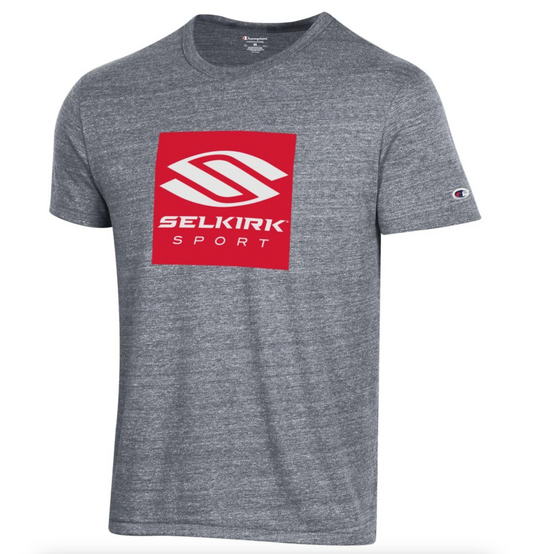 Selkirk Men's Short Sleeve Crew - Box Logo - Gunsmoke Heather - Large